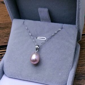 Fresh water lavender pearl necklace earrings set